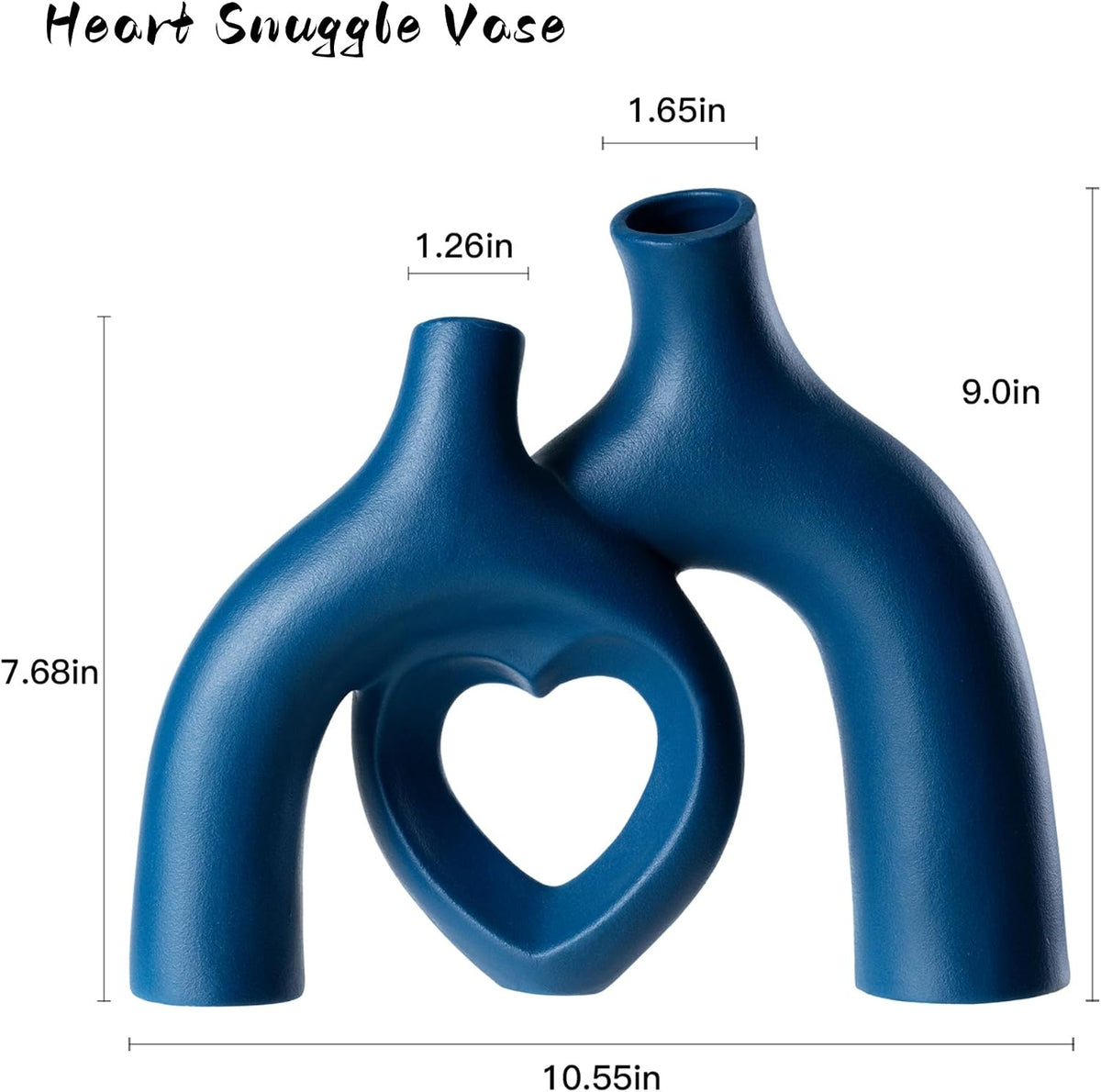 Liotww Ceramic Flower Vase Navy Blue Heart Shaped Home Decor Vase