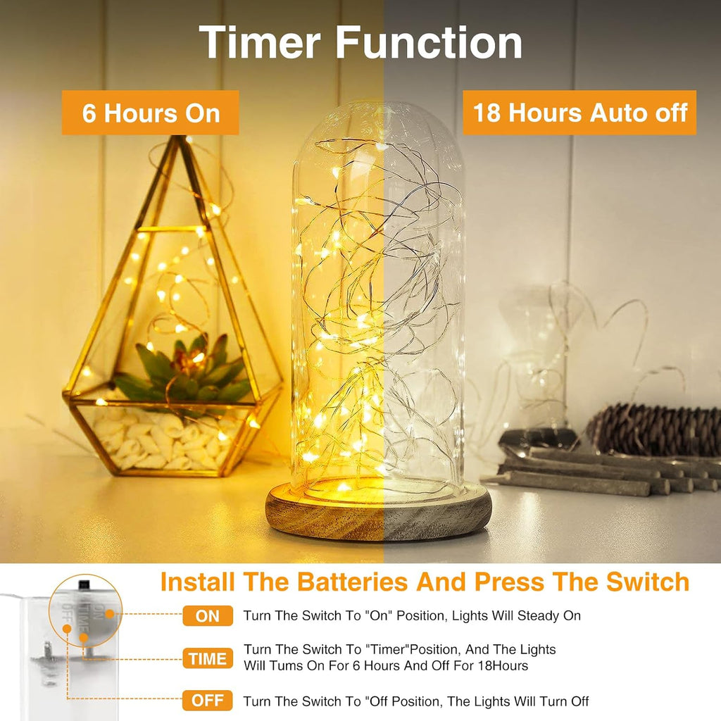 10 Pack Fairy Lights Battery Operated with Timer, 7FT 20 LED String Light