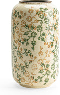 Ceramic Vase for Flowers – Modern Small Ribbed Textured Flower Vase for Home Decor, Pampas Grass, Decorative, Farmhouse, Coffee Table, Kitchen Centerpieces, Bookshelf and Home Living (Ice Crack Beige)