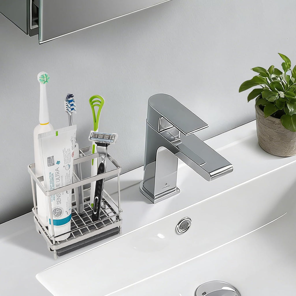 Electric Toothbrush Holders for Bathrooms Toothpaste Organizer, Sliver