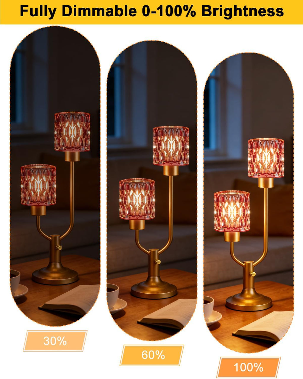 Lightdot Mid Century Modern Table LampVintage Lamp Red Glass Gift Dimmable