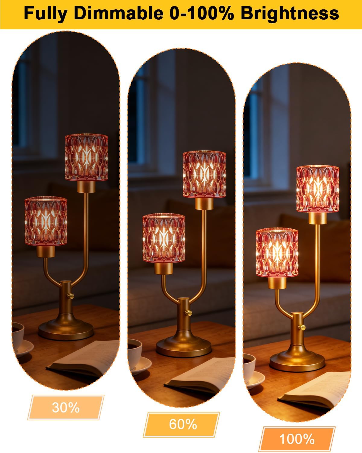 Lightdot Mid Century Modern Table LampVintage Lamp Red Glass Gift Dimmable