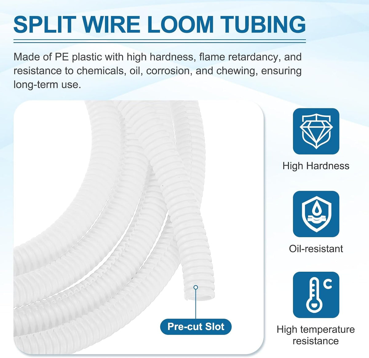 MECCANIXITY 1/2" 100ft Split Wire Loom Tubing w/Installation Tool White