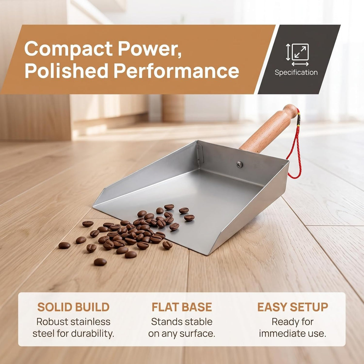NOLITOY Dust Pan Stainless Steel for Tabletop Counter Cleanups, 8.45 Inches