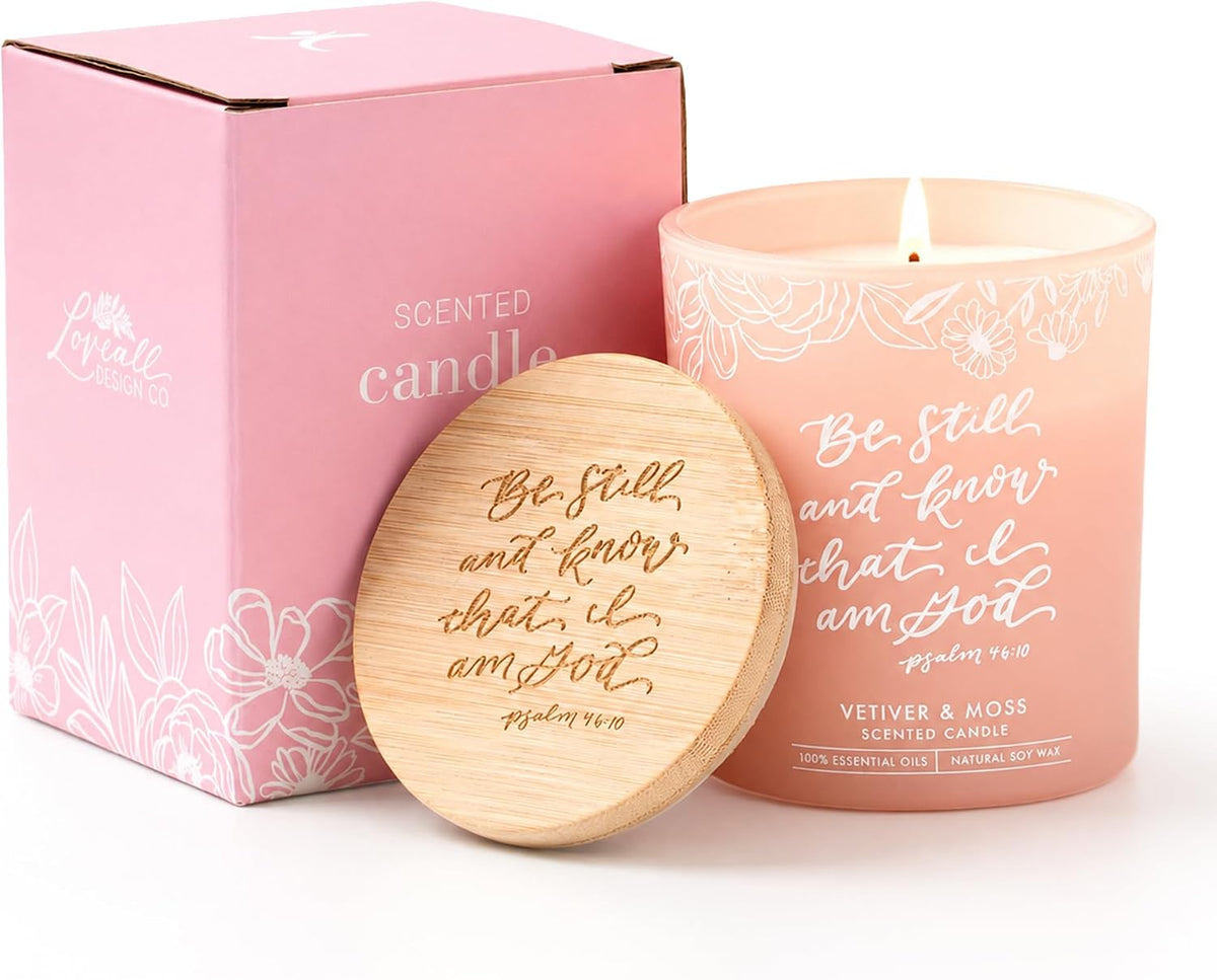 Christian Art Gifts Soy Wax Scented Candle: Be Still & Know Bible Verse