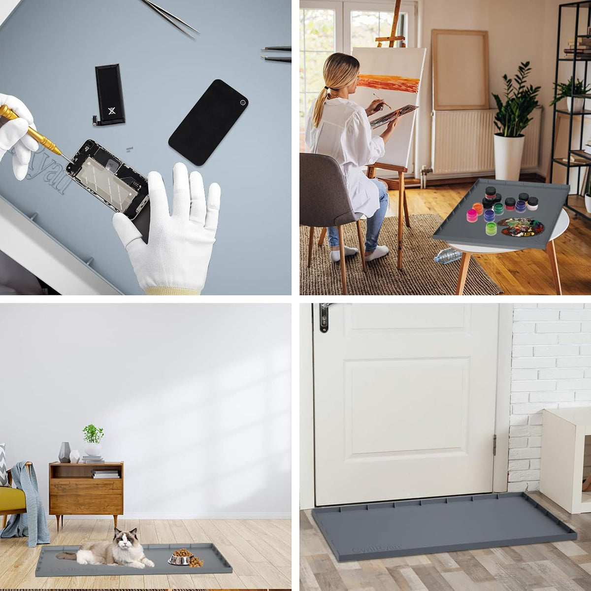 Under Sink Mat Waterproof for 36" Cabinet, Kitchen Rubber Mat, Holds Over 3.3 Gallons Liquid, Carbon Cabinets Leak Protector, Bathroom Sink Line Drip Tray, Gray 35x22.5 inch