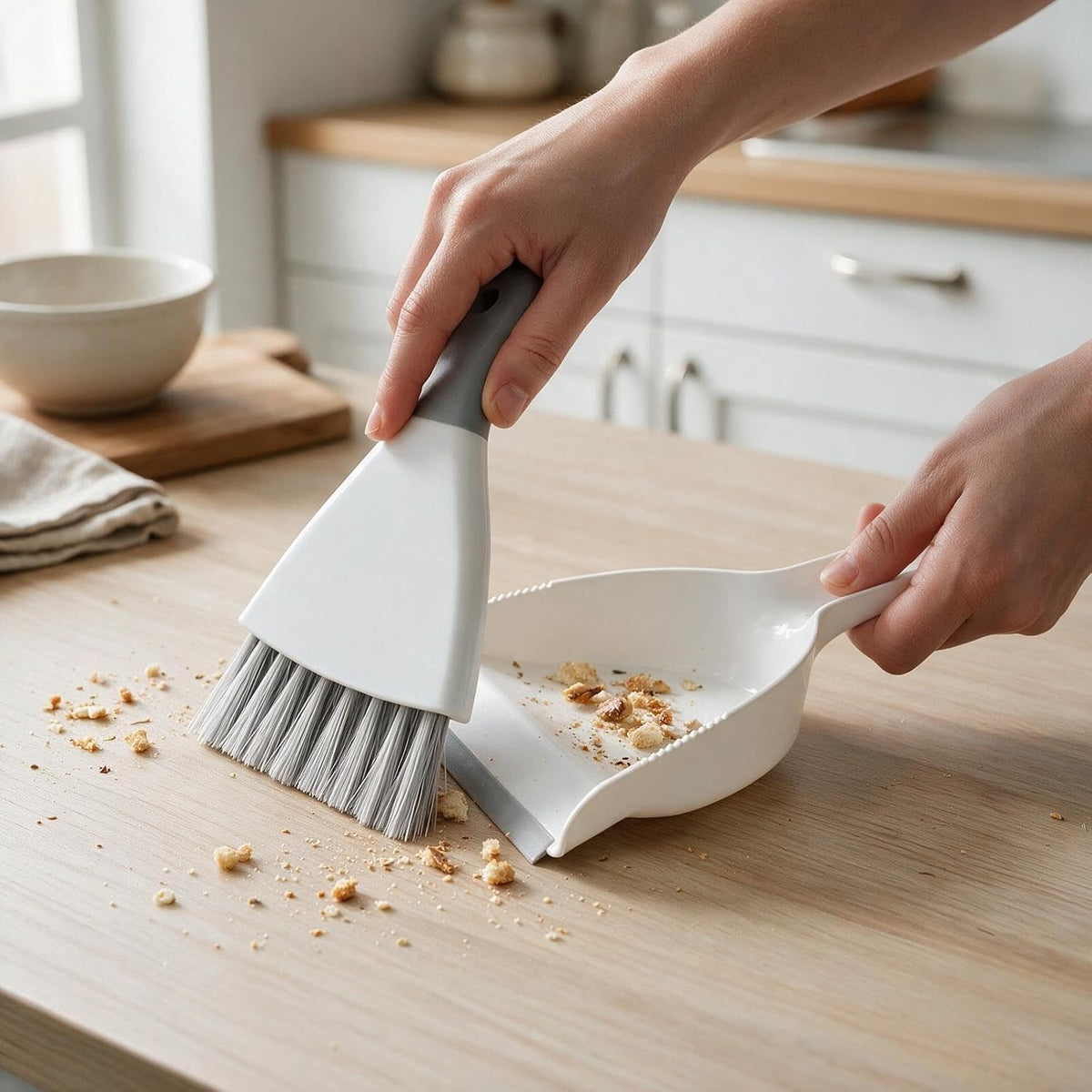GeeRic Mini Dustpan and Brush Set, Dust Pan Broom Gray