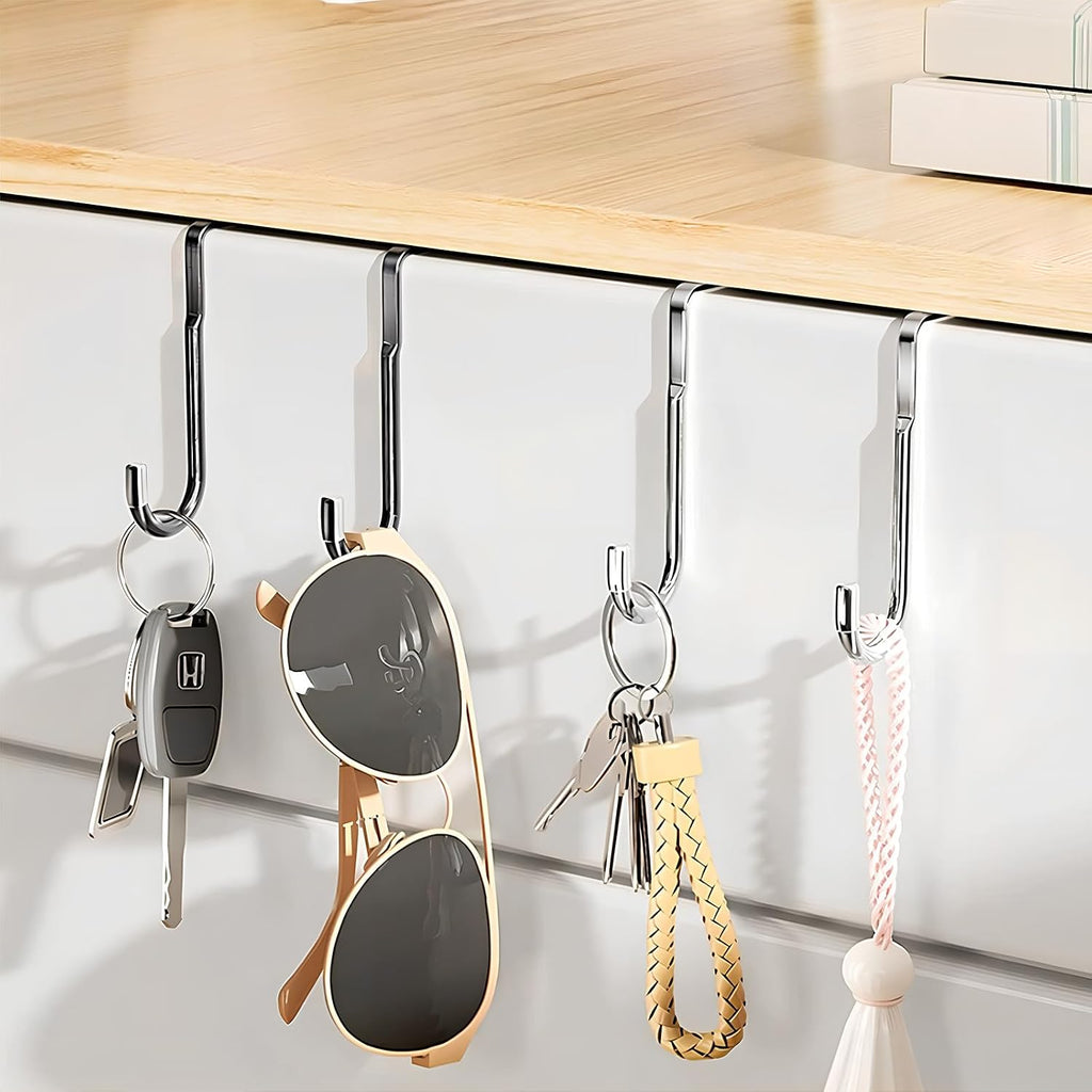 Over Cabinet Door Hooks, Silver, 8 Pcs