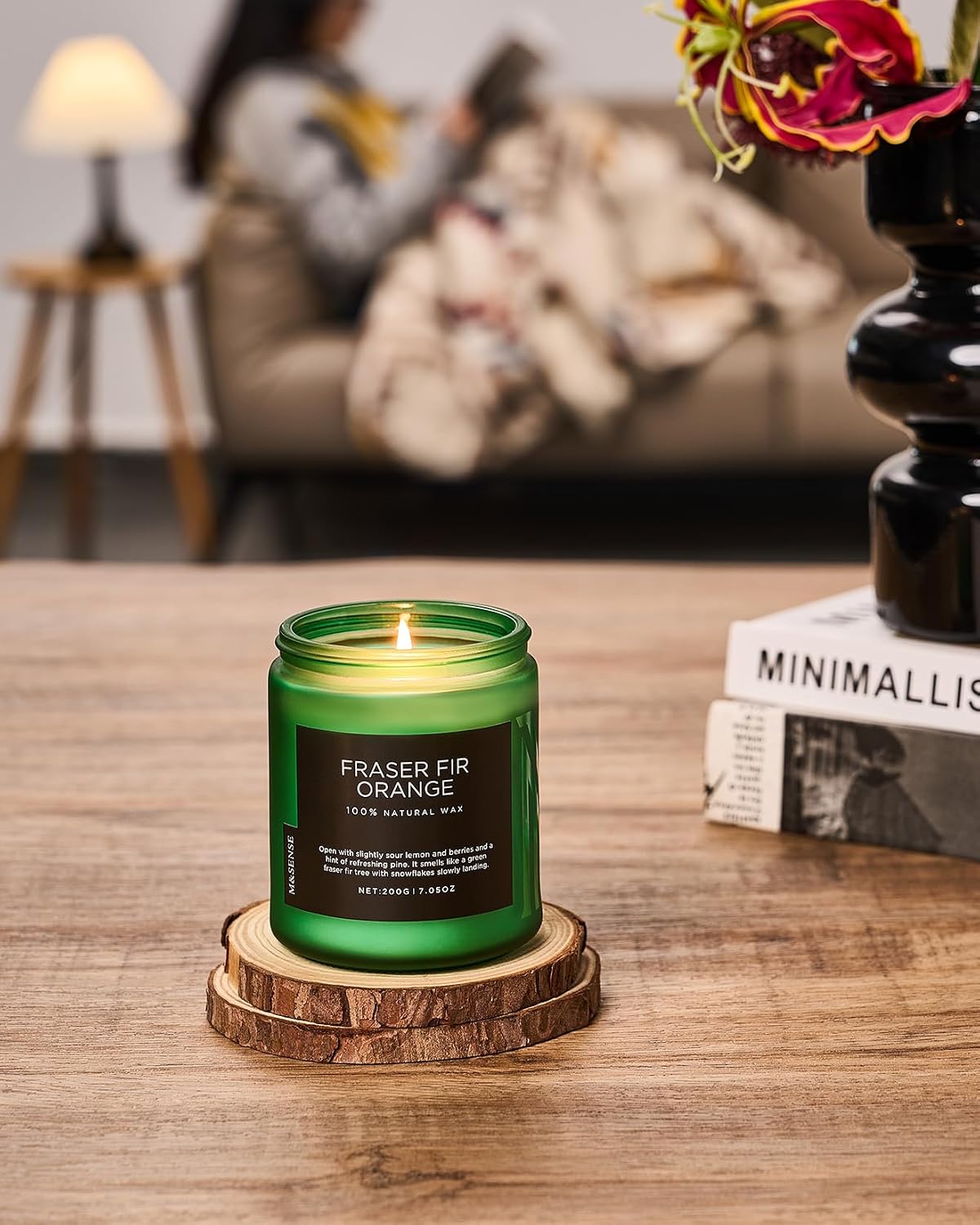 M&SENSE Fraser Fir Orange Non Toxic Christmas Scented Candles 7.05oz 50h