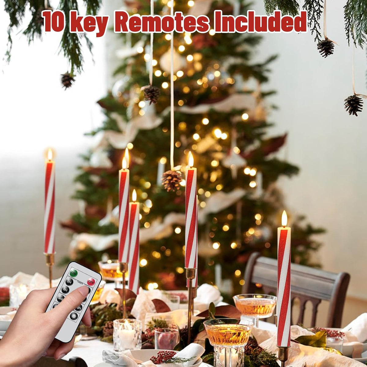 Wondise Flameless Taper Candles with Remote Timer Battery Operated