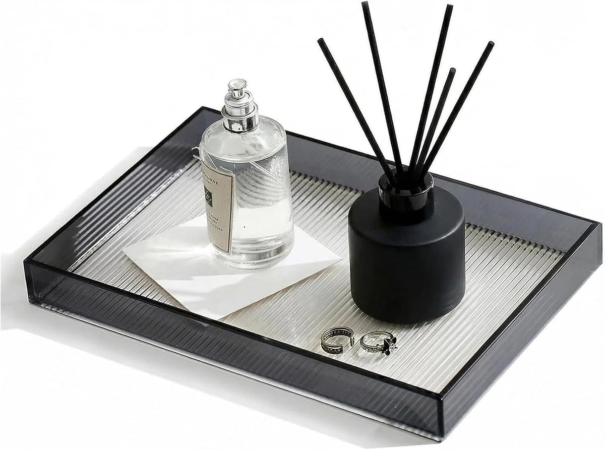 12"x8"Bathroom Vanity Tray,Decorative Counter Organizer,Black