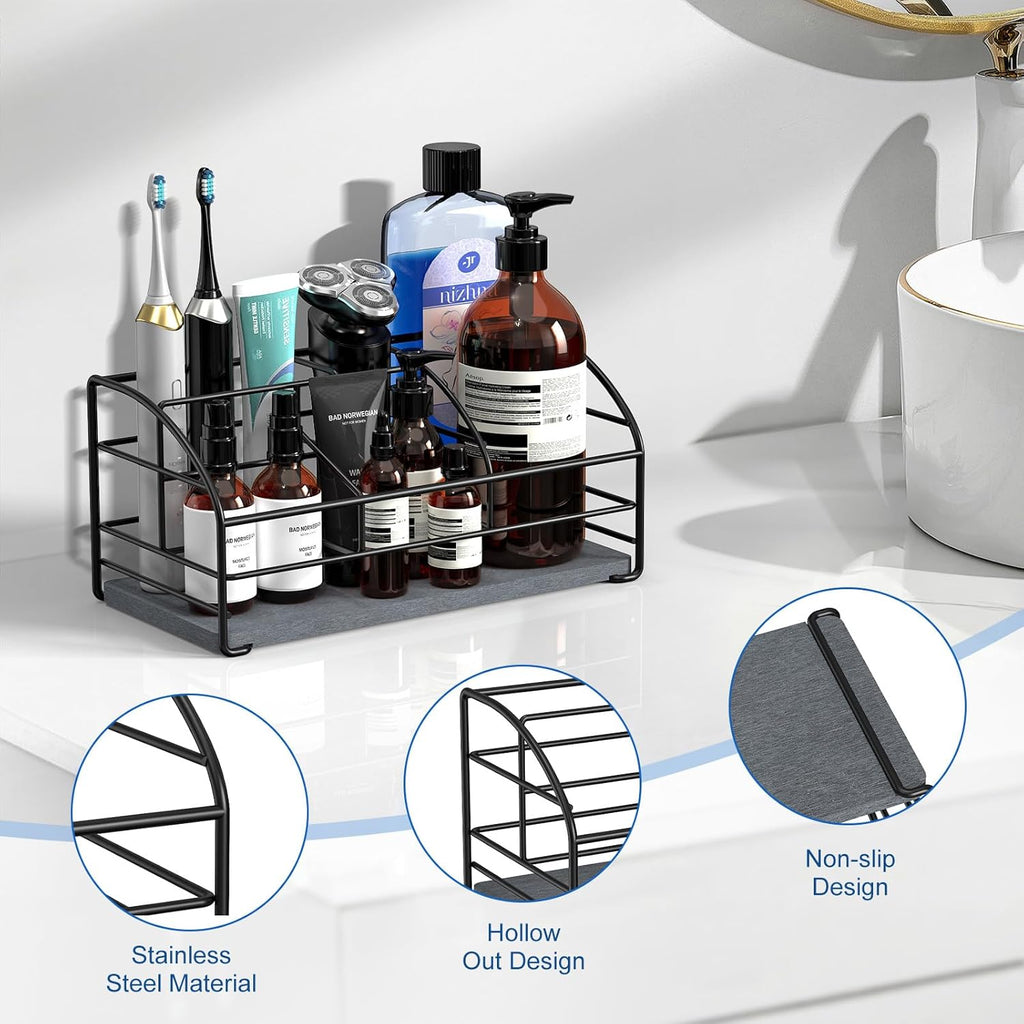 Luxspire 5 Slots Toothbrush Holders with Diatomaceous Earth Tray, Black