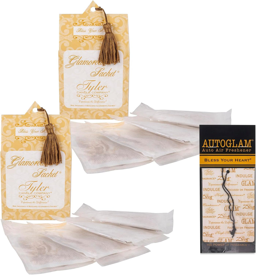 Elanze Designs Tyler Candle Bless Your Heart -Scented Laundry Sachet and Car Vehicle Air Freshener Bundle
