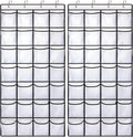 28 Large Pockets Over The Door Shoe Organizer, Hanging Shoe Organizer for Closet, Premium Clear Shoe Rack for Door, Shoes Hanger Organizers Storage Holder for Back of Door and 4 Metal Hook White