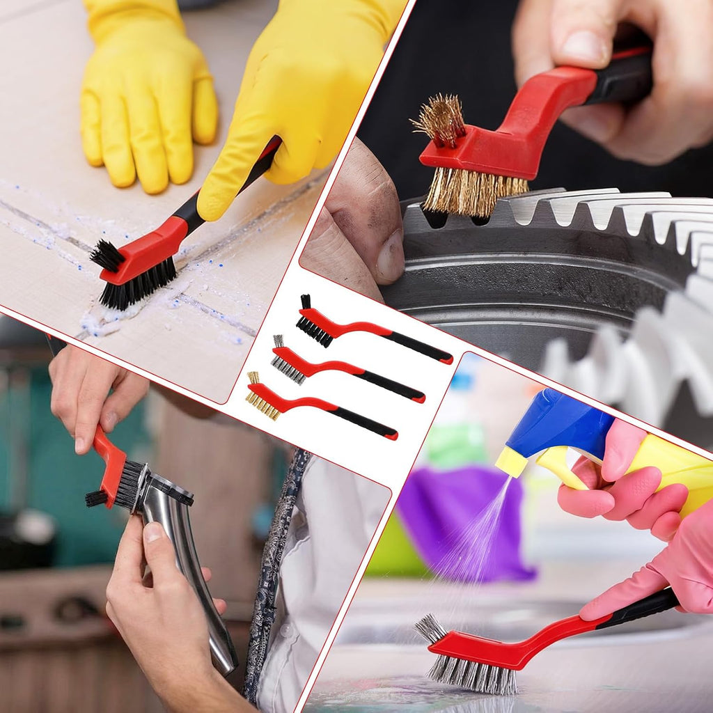Reallnaive 50 Pcs Brass/stainless Steel/ Nylon Cleaning Brushes Bulk Red