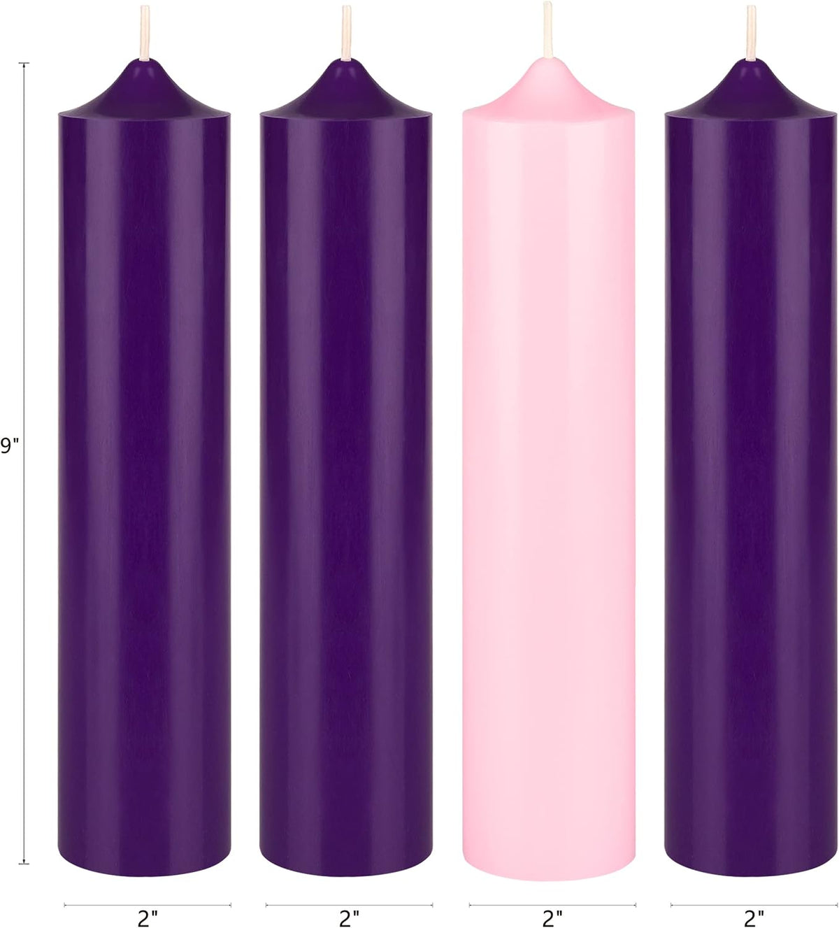 Mega Candles Unscented Advent Bell Top Pillar Candle Set 4 ct 2" x 9"