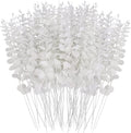 FEQO 72 Pcs White Artificial Eucalyptus Stems 15" Faux Eucalyptus Branches