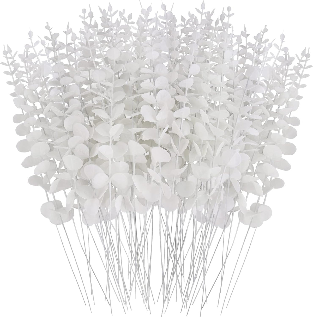FEQO 72 Pcs White Artificial Eucalyptus Stems 15" Faux Eucalyptus Branches