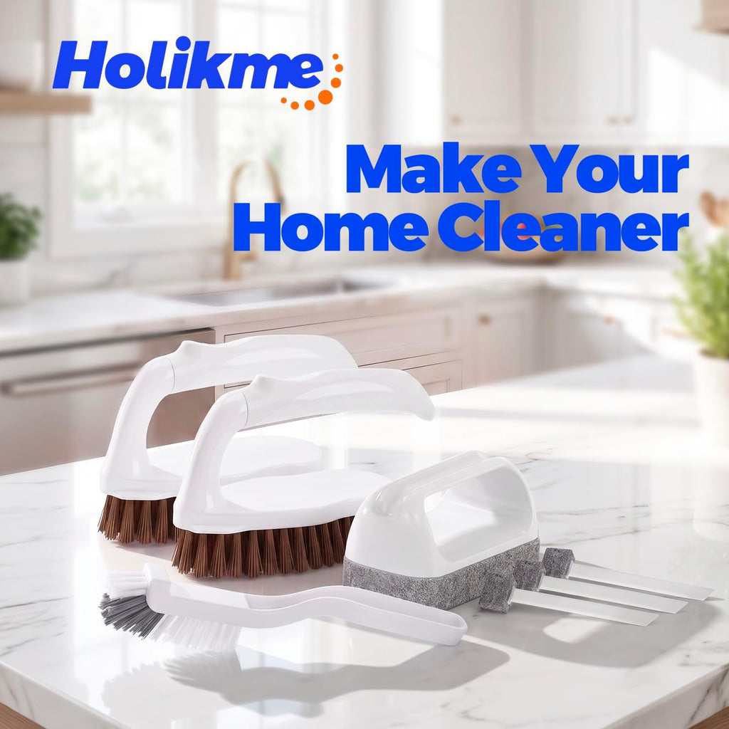Holikme 7 Pack Cleaning Brush Scrub Brush Kitchen Brush for Floor,Brown