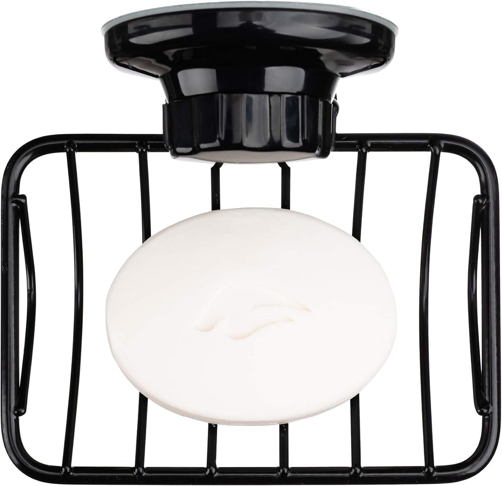 iPEGTOP Super Powerful Vacuum Suction Cup Shower Soap Dish - Strong Rustproof Stainless Steel Soap Saver Sponge Holder for Bathroom & Kitchen Sink, Black