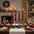 Spiral Taper Candles Red Short Candle Sticks Unscented Smokeless Twisted Candlesticks for Seasonal Home Decor Christmas Table Decor-7.5inch-4pack