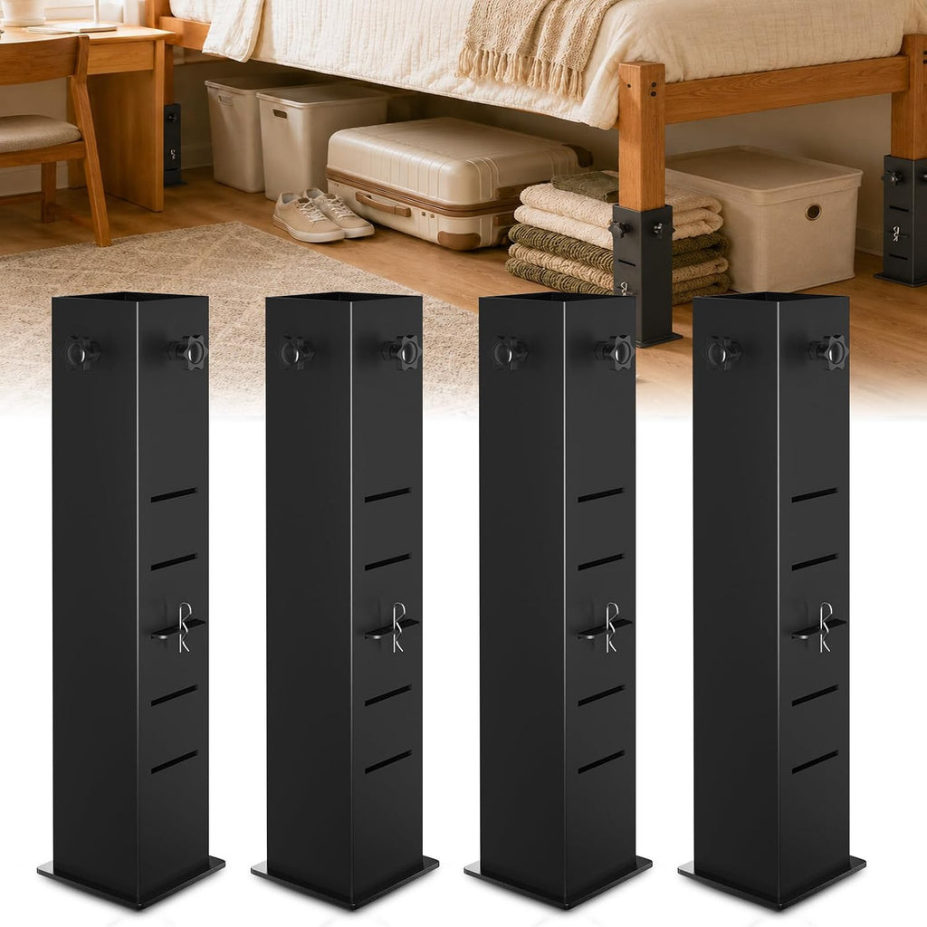 Heavy Duty Dorm Bed Risers, Adjustable Bed Leg Extenders, 4/6/8/10/12 inch