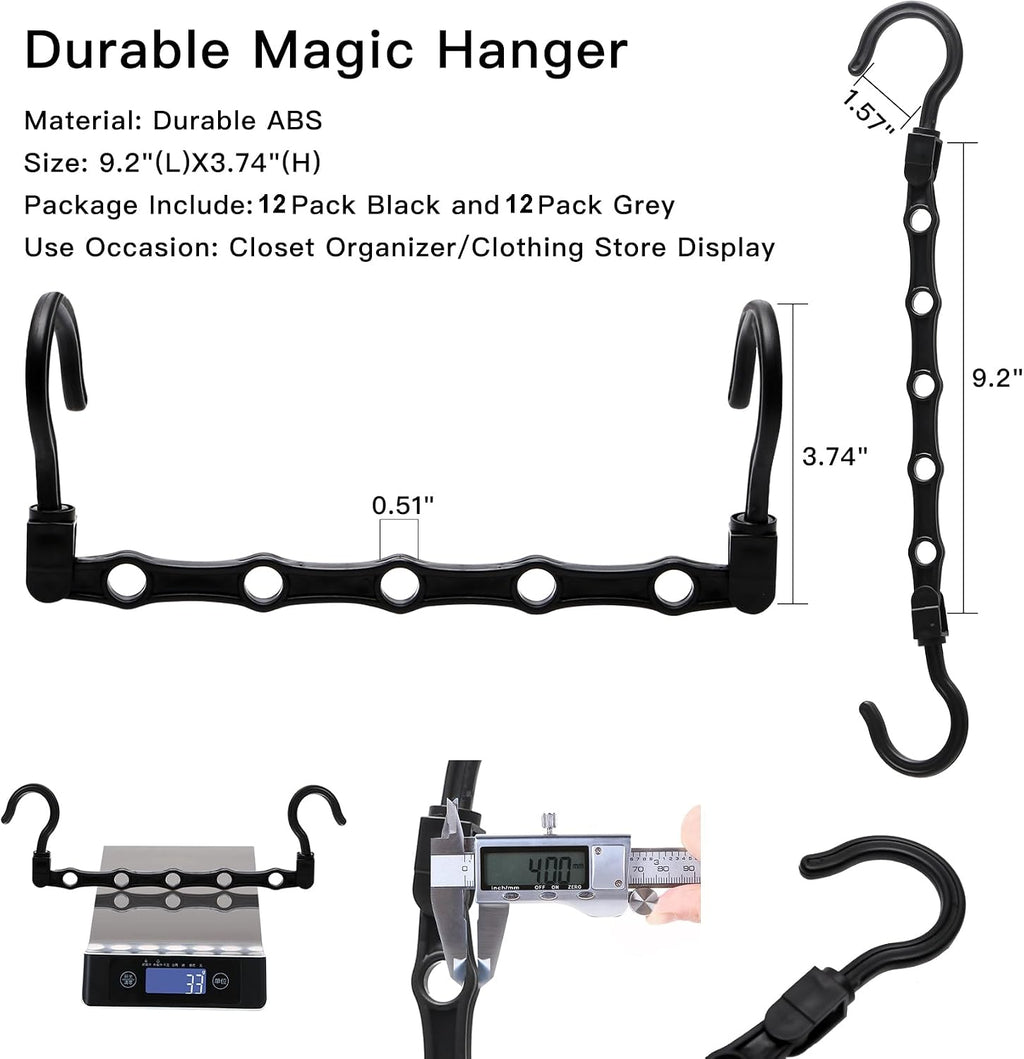 24 Pack Closet Organizers and Storage, Stronger Space Saving Hangers