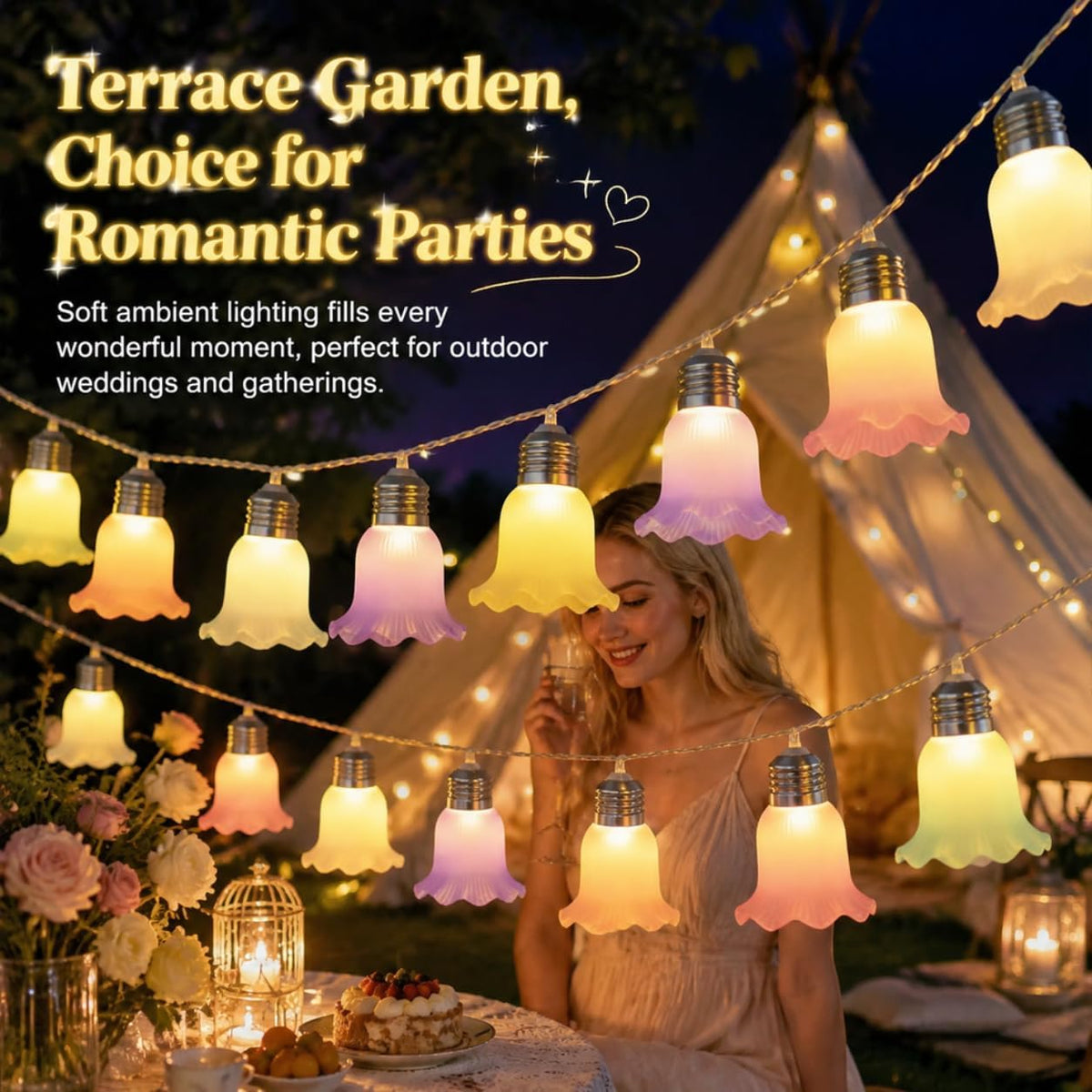 10 LED Colorful Decorative String Lights Flower Fairy Lights for Indoor