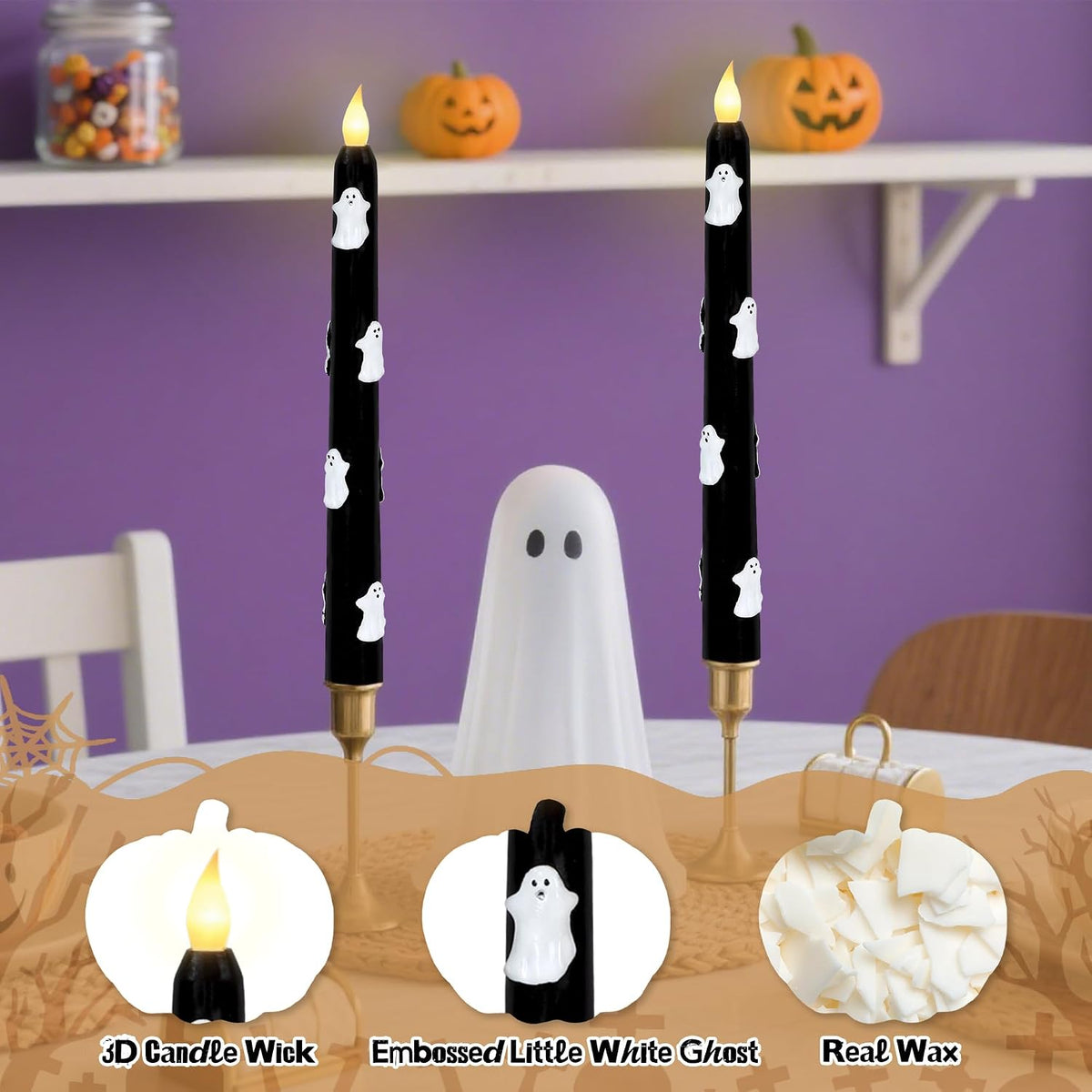 Impress Life Halloween Flameless Taper Candles with Remote