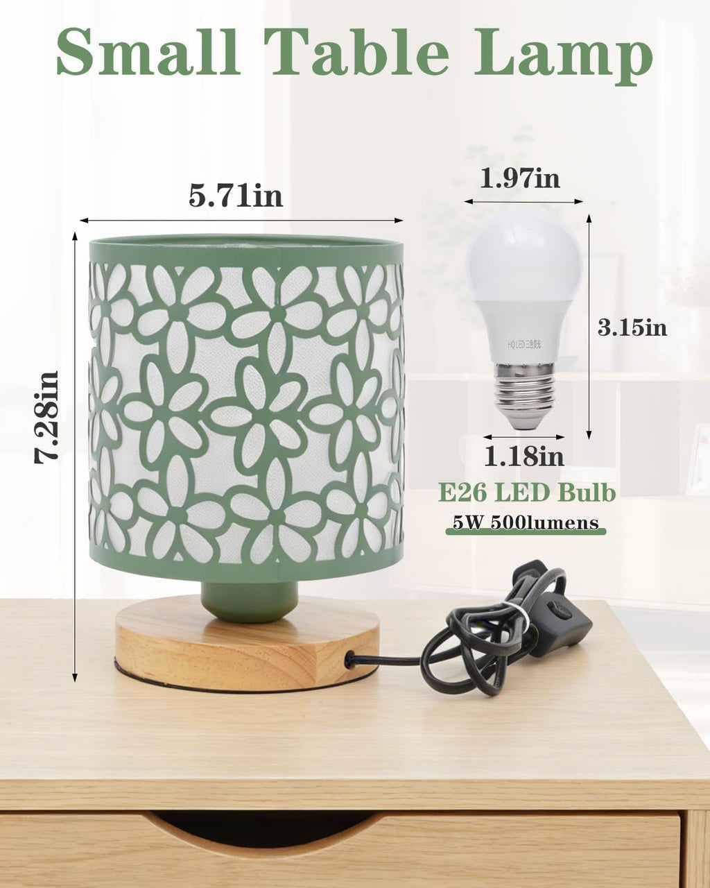 Green Small Table Lamp