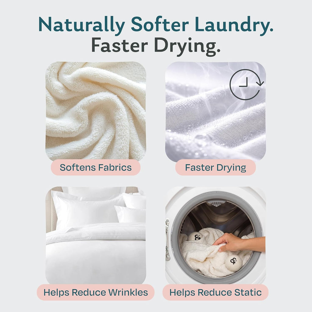 Steam & Go XL Wool Dryer Balls Set, 6 Premium 100% New Zealand Wool Laundry Dryer Balls, Natural Fabric Softener, Reusable Dryer Sheet Alternative, Reduces Static & Drying Time