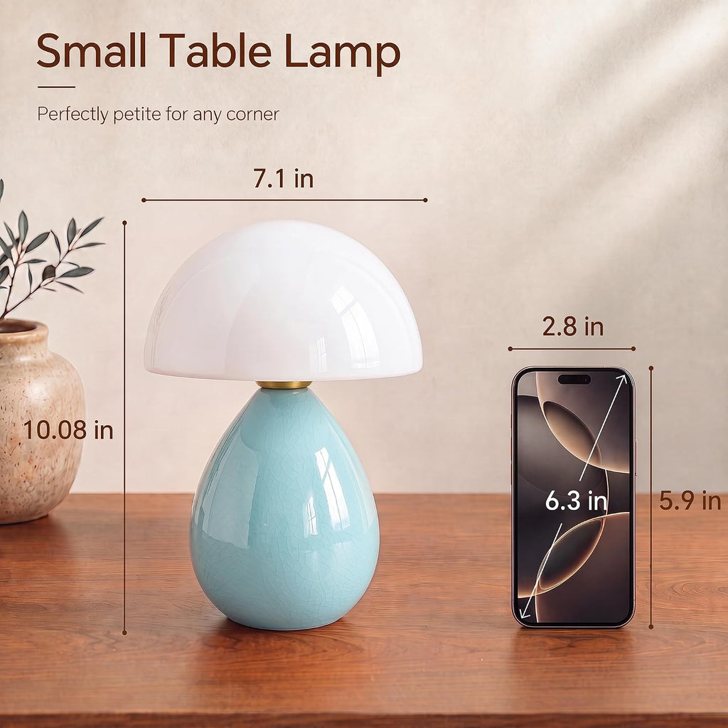 Dawnwake Mushroom Lamp Table Lamp for Bedroom-Small Desk Table Lamps,Blue