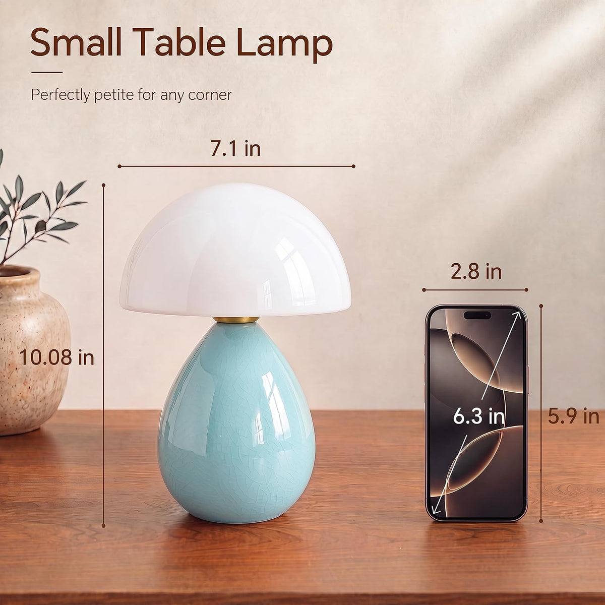 Dawnwake Mushroom Lamp Table Lamp for Bedroom-Small Desk Table Lamps,Blue