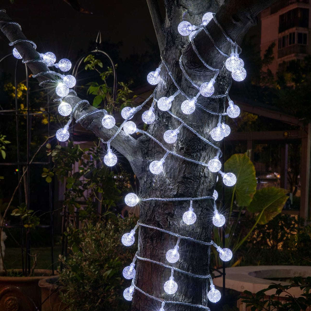 AWQ 100LED 49FT Globe Crystal Bubble Lights for Christmas Tree White