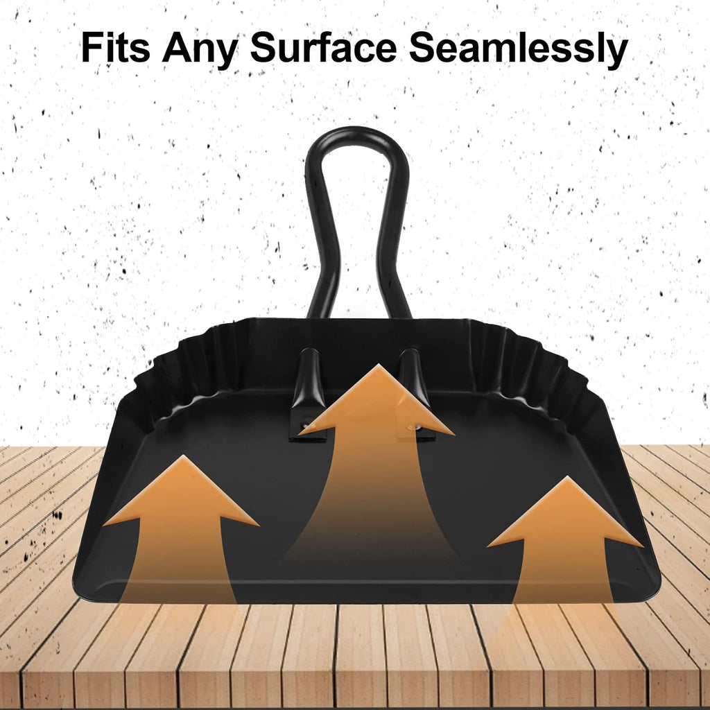 Heavy-Duty Metal Dust Pan-10”Wide Handheld Angled Dustpan with Grip Handle