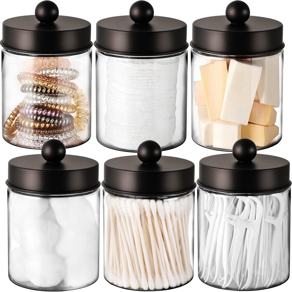 Amolliar Acrylic Apothecary Jar Bathroom Qtip Holder Bronze 6 Pack