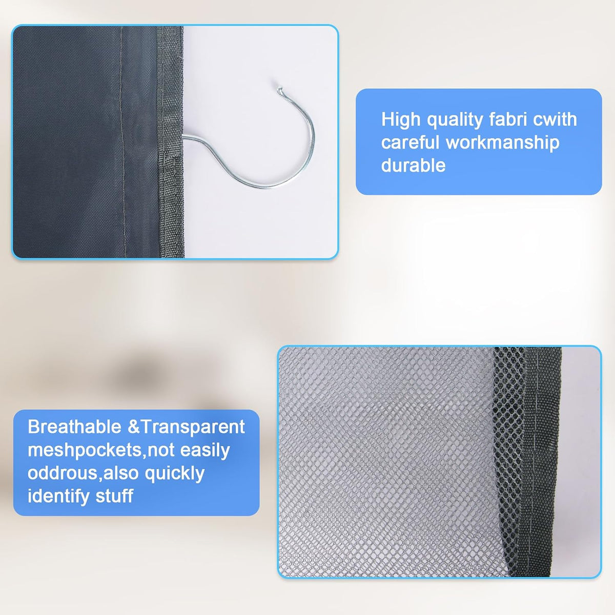 2-Pack Hanging Storage Legging Organizer for Wardrobe, Grey