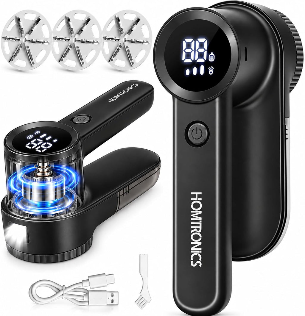 Rechargeable Lint Shaver, Lint Remover with LED Light,3 Extra Blades