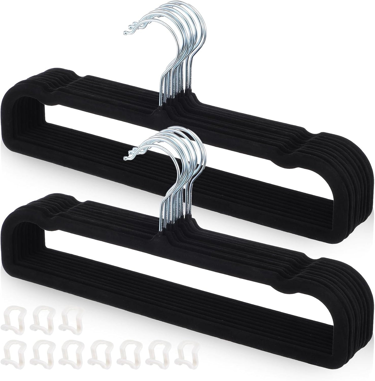 Velvet Pant Hangers Non Slip 20 Pack Black Velvet Hangers Plastic Rectangular Slim Velvets Hanger with 10 Hooks for Jean, Bra, Shorts