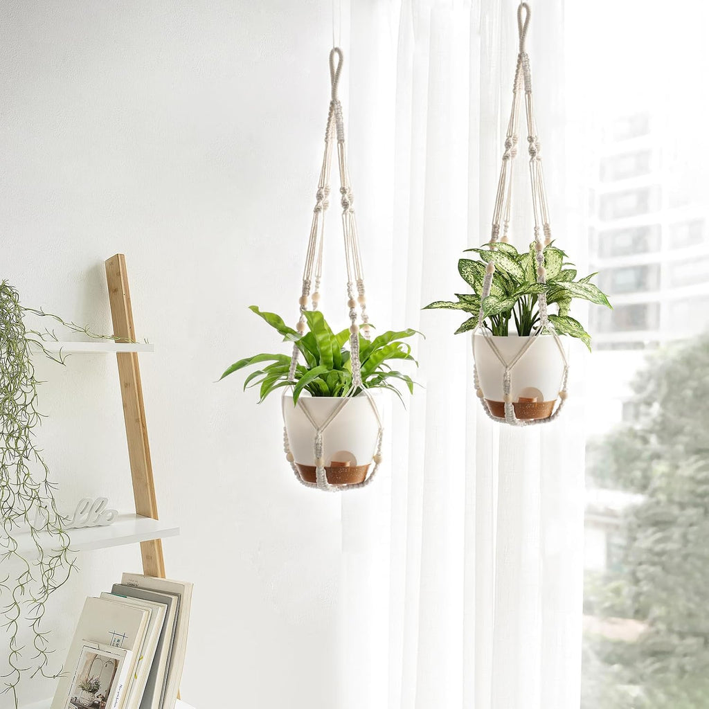 Mkono 7.5 Inch Hanging Planters for Indoor Plants, Macrame Plant Hanger 2Pc
