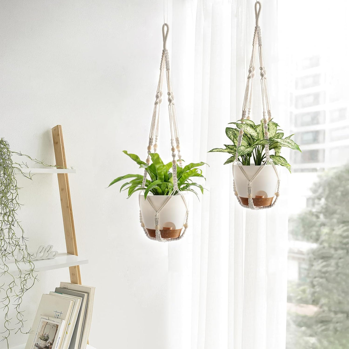 Mkono 7.5 Inch Hanging Planters for Indoor Plants, Macrame Plant Hanger 2Pc