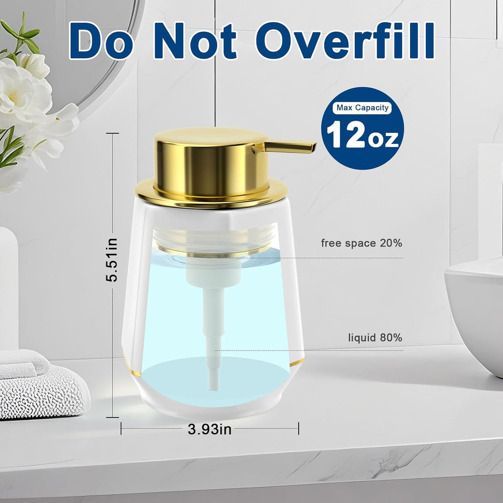 Natheeph 12oz Ceramic Foaming Soap Dispenser for Bathroom Kitchen Liquid