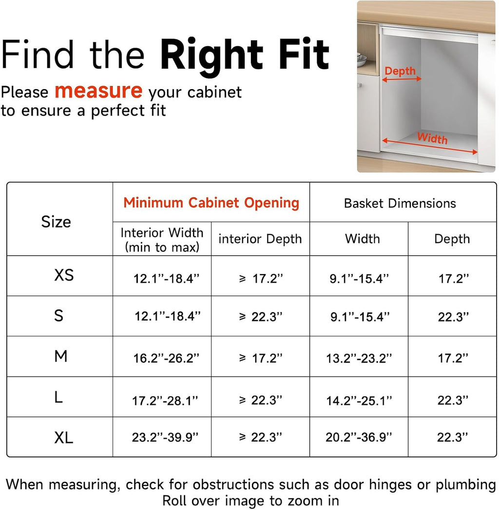 Expandable Pull Out Cabinet Organizer, 23.2"-39.9" W x 22.5''D