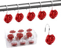 BEAVO 12 Pcs Flower Shower Curtain Hooks, Rose Shower Hooks