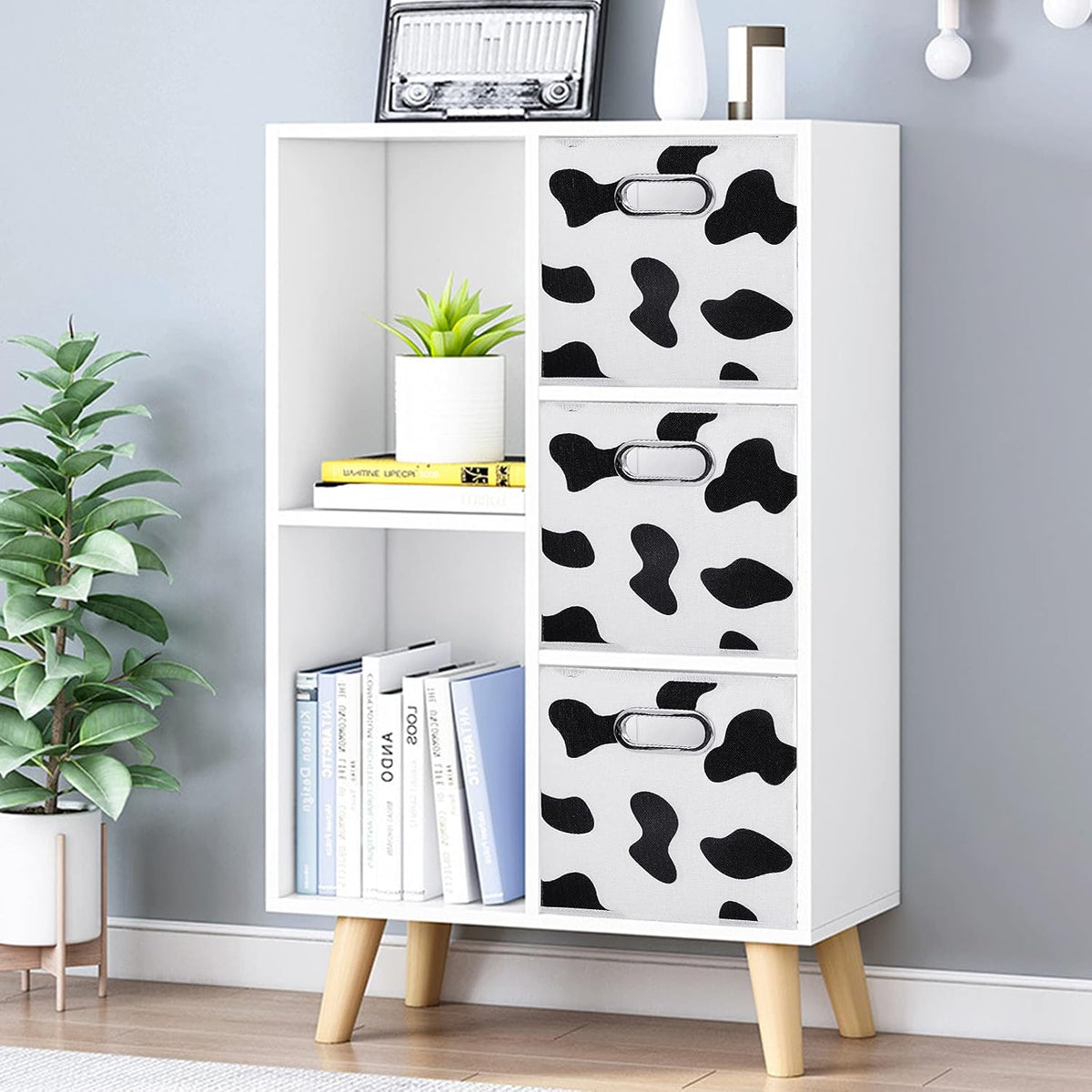 ANMINY Cow Print Cubes Fabric Storage Bins with Handles, 8 Pack 11"x11"x11"