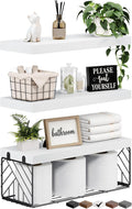BAYKA White Floating Bathroom Shelves, 15.7in, 3Pk, Wall Mount Wood Shelf