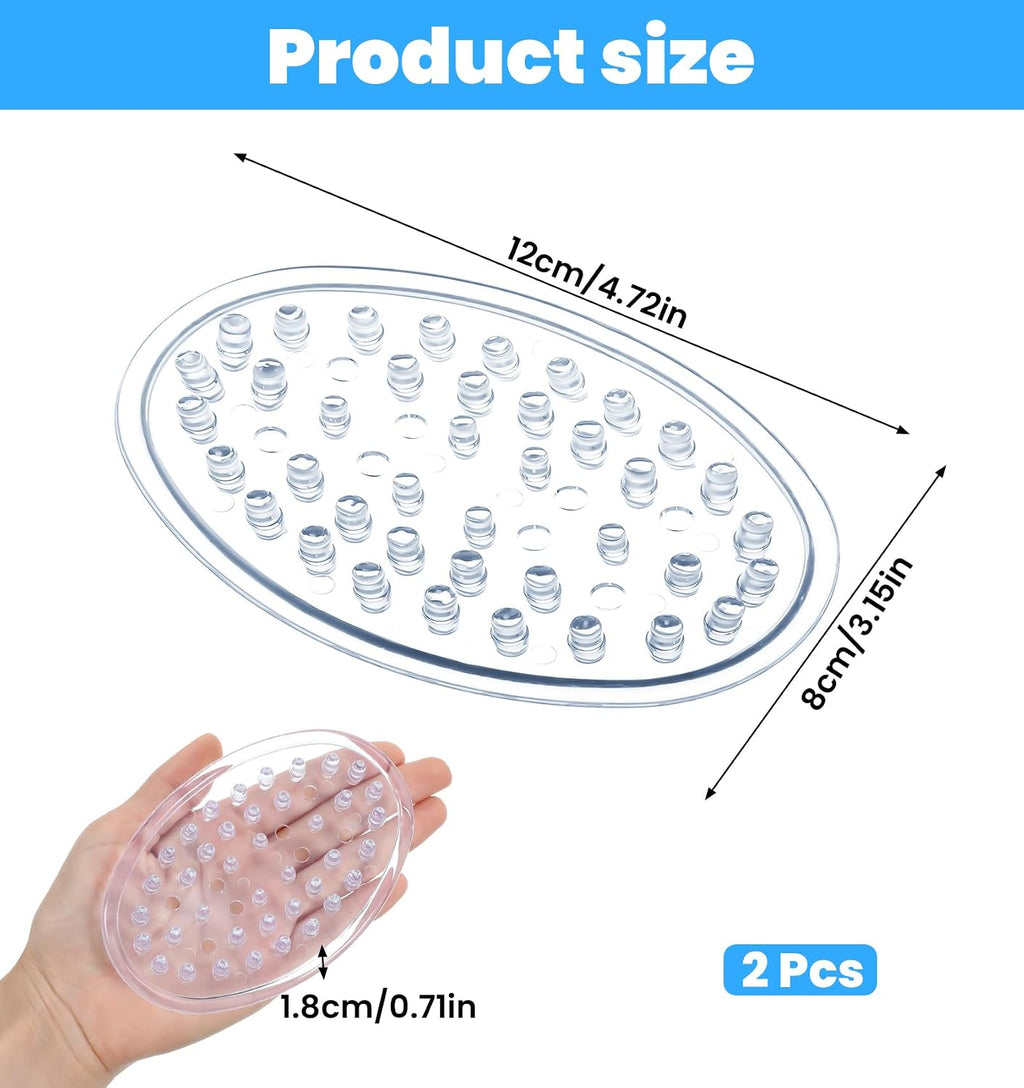 2Pcs Silicone Soap Holder, Simplicity Clear Oval Soap Dish for Shower