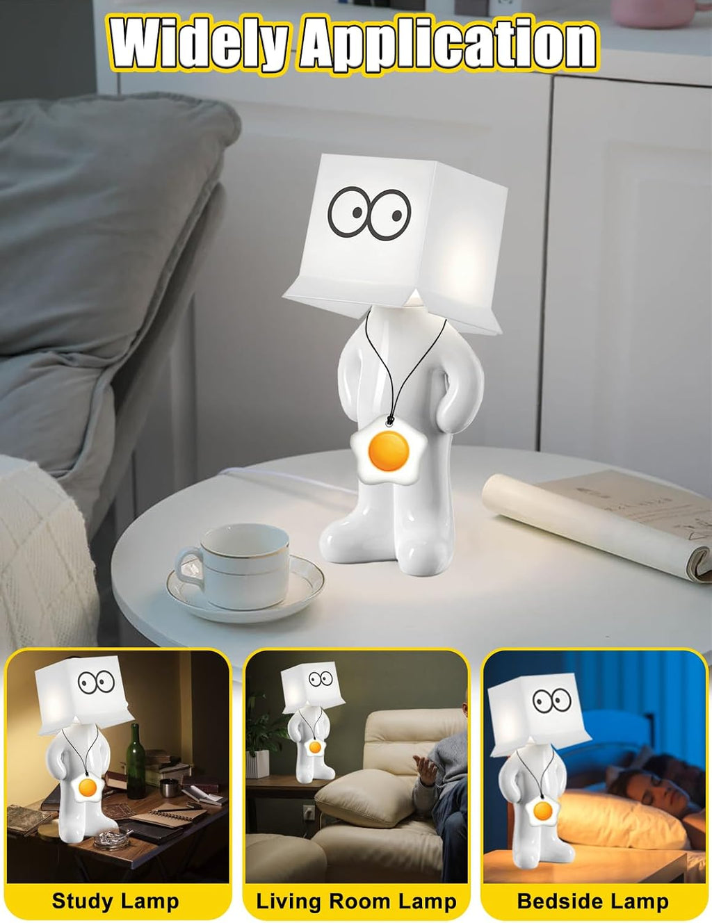 Shy Man Lamp Funny Gag Gift Night Light for Adults Men Women, White (Ivory)