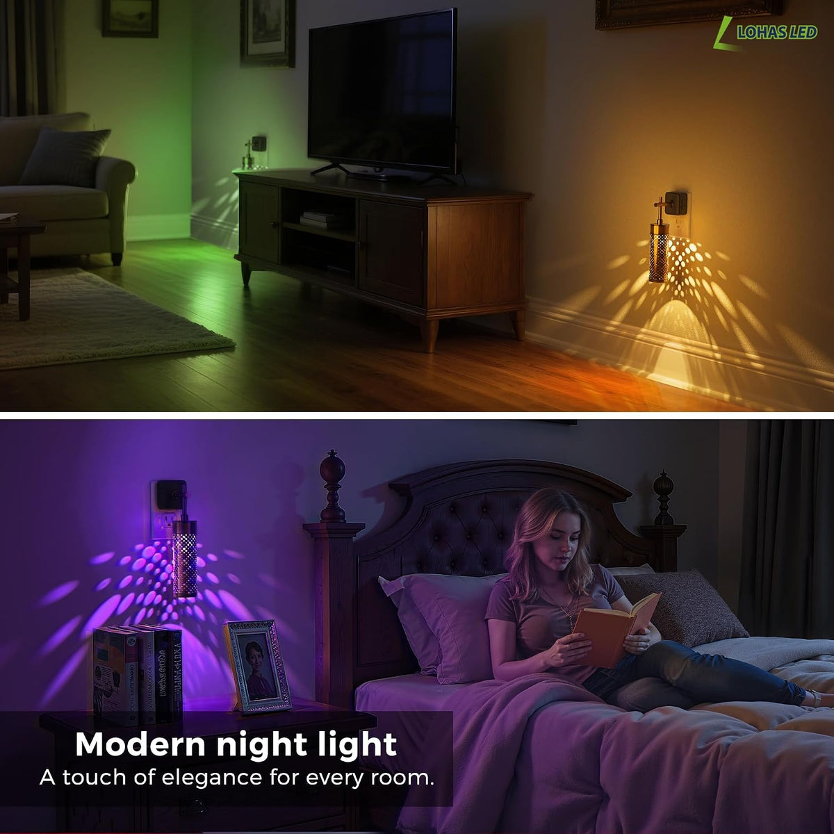 L LOHAS LED Night Light, Color Changing Night Lights Plug into Wall