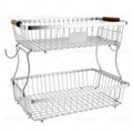 2-Tier Stackable Wire Basket with 2 Banana Hooks, Pantry Organizer for Kitchen Countertops, Cabinets & Under-Sink Spaces; Ideal for Storing Snacks, Fruits, Veggies, Onions, Potatoes, & More,Chrome